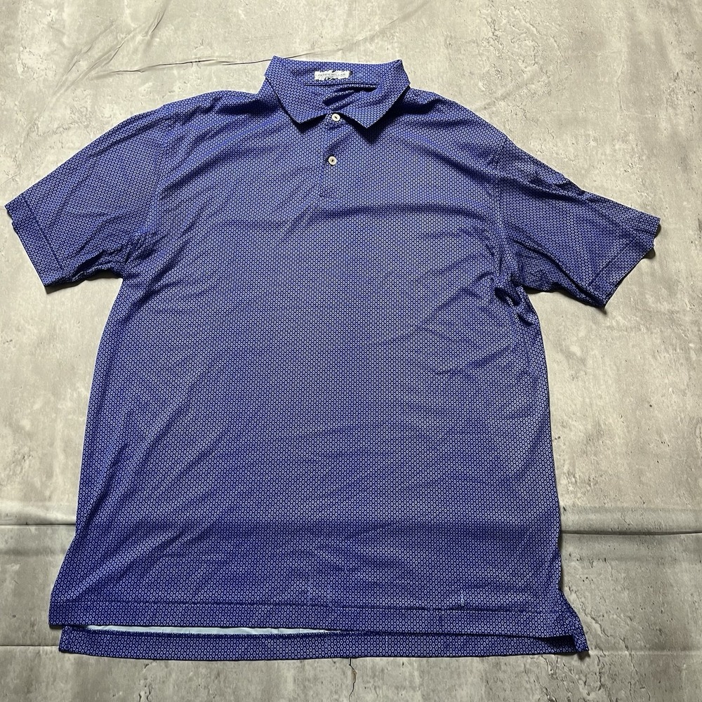 Peter Millar Polo Shirt Mens 2XL Blue Summer Comfort Nautical Knot Geometric
